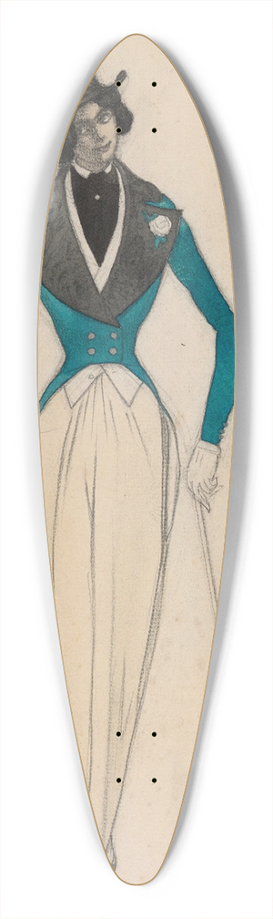 Lon Bakst - Carnaval de Schoumann 39.3 inch art pintail longboard deck