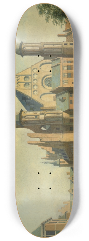 Gerrit Adriaensz. Berckheyde - The courtyard of the Binnenhof with the Ridderzaal, The Hague 8.25 inch art skate deck Gerrit Adriaensz. Berckheyde - The courtyard of the Binnenhof with the Ridderzaal, The Hague 8.25 inch art skate deck