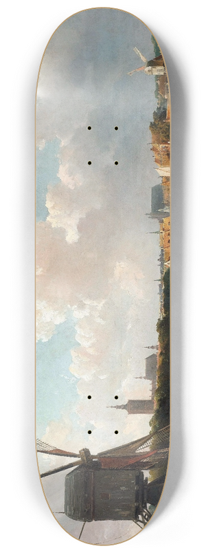 Gerrit Adriaensz. Berckheyde - View of The Hague from the Delftse Vaart in the Seventeenth Century 8.25 inch art skate deck Gerrit Adriaensz. Berckheyde - View of The Hague from the Delftse Vaart in the Seventeenth Century 8.25 inch art skate deck