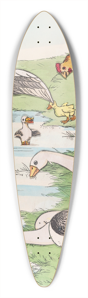 Lothar Meggendorfer - Geese, ducks, and chickens 39.3 inch art pintail longboard deck