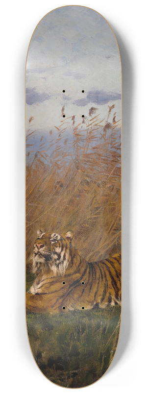 Geza Vastagh - A Tiger Among Rushes In The Moonlight 8.25 inch art skate deck