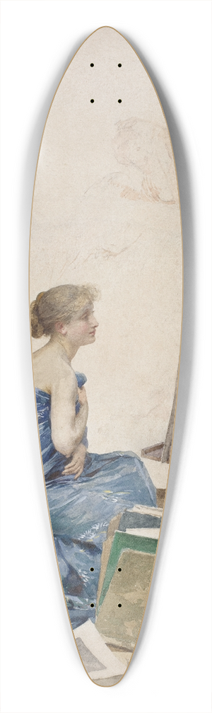 Louis Emile Adan - A Painters Studio with a Model Wrapped in Japanese Silk 39.3 inch art pintail longboard deck