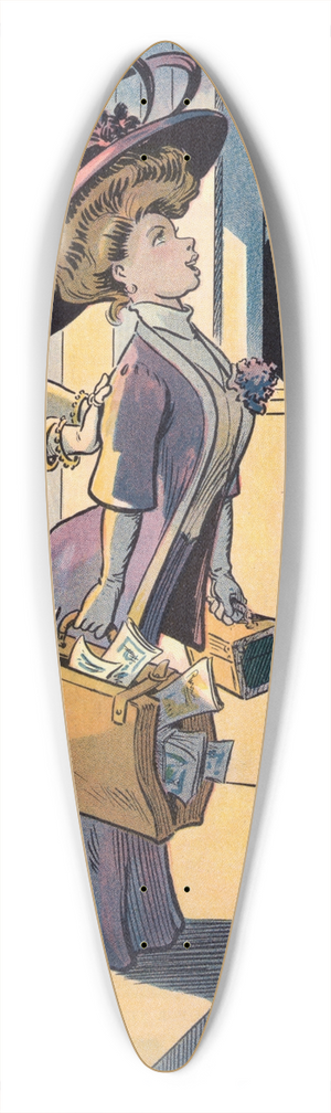 Louis Glackens - The pink hand 39.3 inch art pintail longboard deck