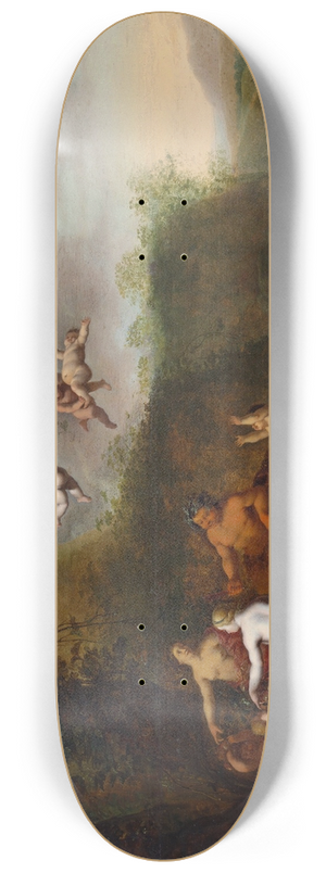 Abraham van Cuylenborch - Bacchus and Nymphs in a Landscape 8.25 inch art skate deck
