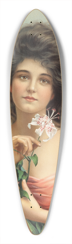 Louis Prang - Woman with Lily 39.3 inch art pintail longboard deck