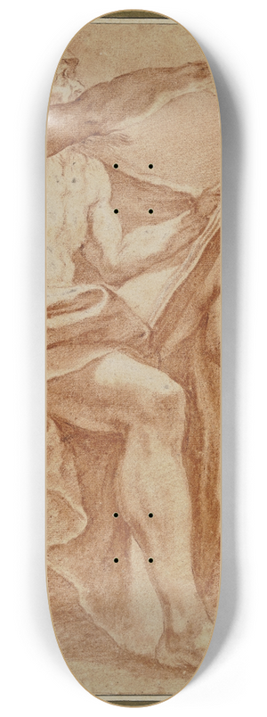 Giacomo Cavedone - Sitzender Prophet mit Buch im Kerzenschein nach rechts deutend 8.25 inch art skate deck