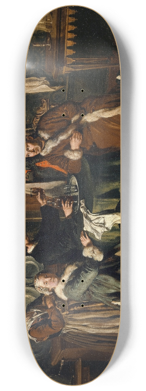 Giacomo Ceruti - Portrait Of A Family Assembled Around A Table 8.25 inch art skate deck