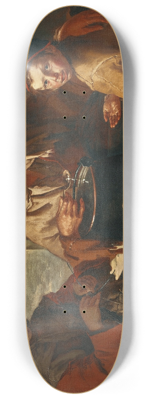 Giacomo Francesco Cipper - A girl knitting and a woman feeding a child 8.25 inch art skate deck