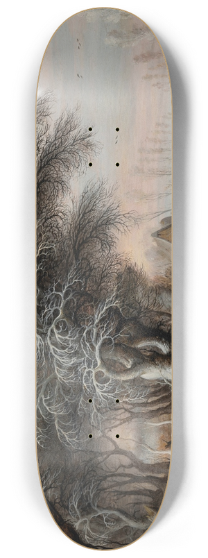 Gijsbrecht Leytens - A winter landscape with villagers on a path 8.25 inch art skate deck