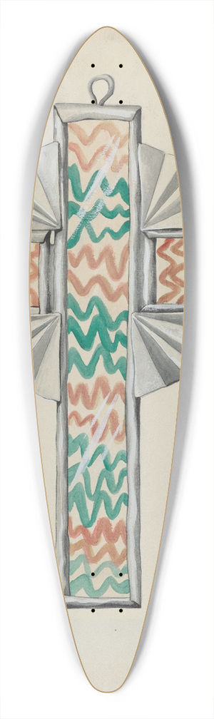 Majel G. Claflin - Tin and Painted Glass Cross 39.3 inch art pintail longboard deck