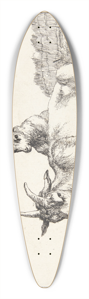 Marcus de Bye - Liggende ged med kid 39.3 inch art pintail longboard deck