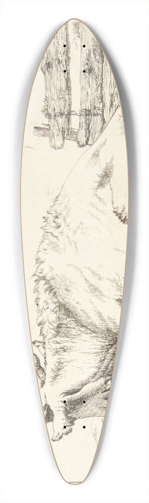 Marcus de Bye - Liggende ko 39.3 inch art pintail longboard deck