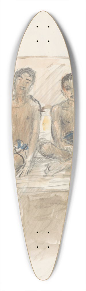 Marius Bauer - Drie jongens in lendendoeken, zittend op een muur 39.3 inch art pintail longboard deck