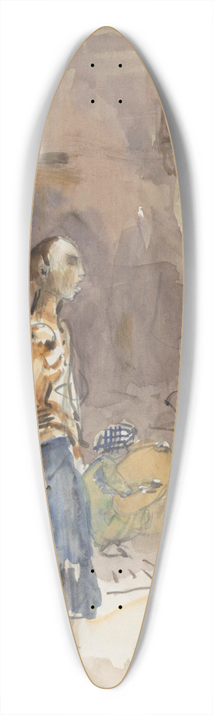 Marius Bauer - Straat met figuren. 39.3 inch art pintail longboard deck