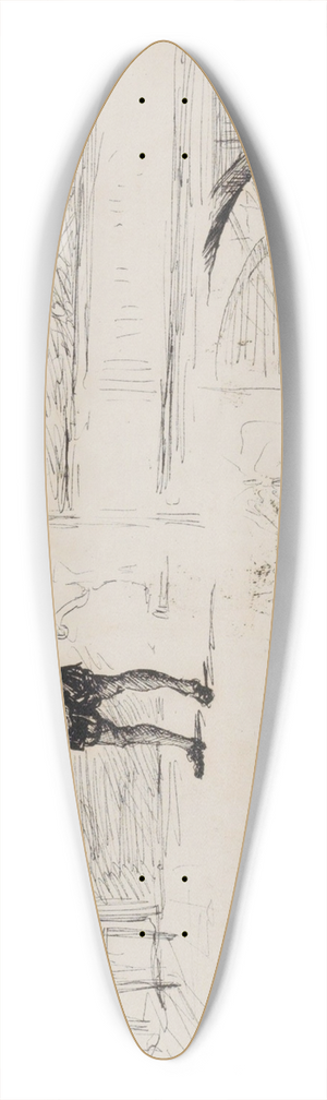 Marius Bauer - Studieblad, onder andere met een man in zeventiende-eeuws kostuum 39.3 inch art pintail longboard deck