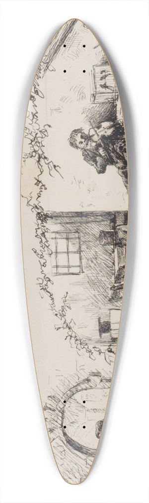 Marius Bauer - Studieblad, onder andere met een vioolspelende man 39.3 inch art pintail longboard deck