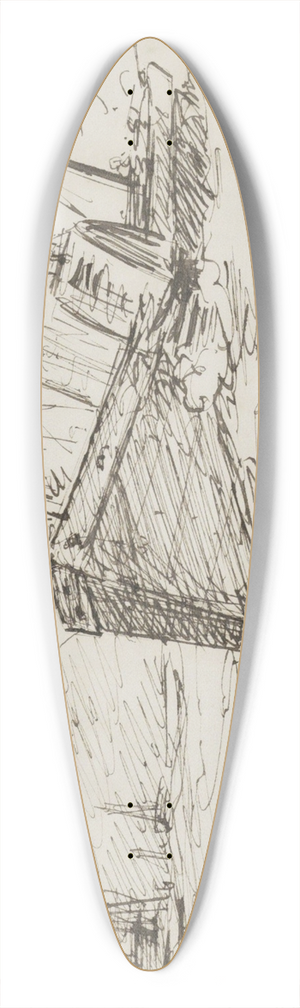 Marius Bauer - Zeilschip 39.3 inch art pintail longboard deck