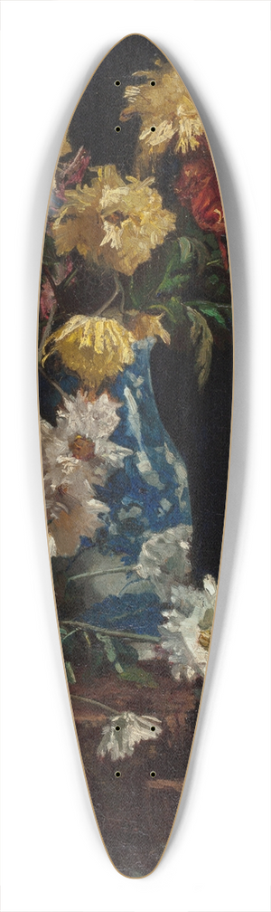 Martha West Bare - Still Life with Chrysanthemums in an Oriental Vase 39.3 inch art pintail longboard deck