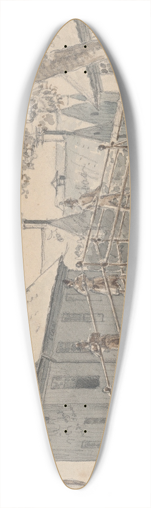 Martinus Rrbye - A Bridge over a Canal in Winschoten 39.3 inch art pintail longboard deck
