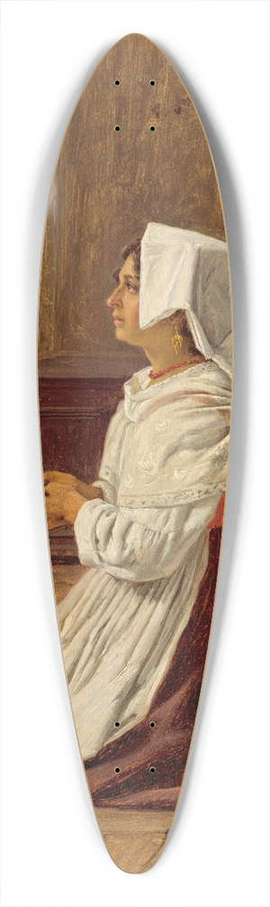 Martinus Rrbye - A Praying Italian Woman 39.3 inch art pintail longboard deck