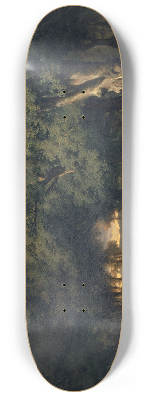 Alexandre Calame - Forest Landscape with Stag Hunt 8.25 inch art skate deck Alexandre Calame - Forest Landscape with Stag Hunt 8.25 inch art skate deck