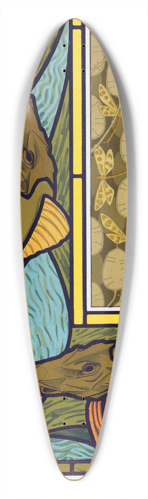 Maurice Pillard Verneuil - Rougets, vitrail. Libellules et monnaie du pape, toffe. 39.3 inch art pintail longboard deck