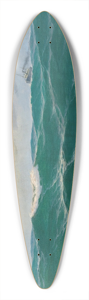 Max Jensen - A Seascape with Steamer on the Horizon 39.3 inch art pintail longboard deck