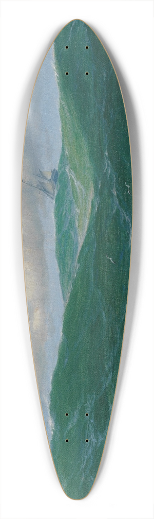 Max Jensen - Ship on Rough Seas 39.3 inch art pintail longboard deck