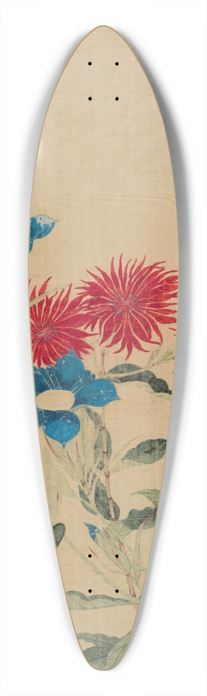 Ma Yuanyu - Blue Gentiana and Red Lychnis 39.3 inch art pintail longboard deck
