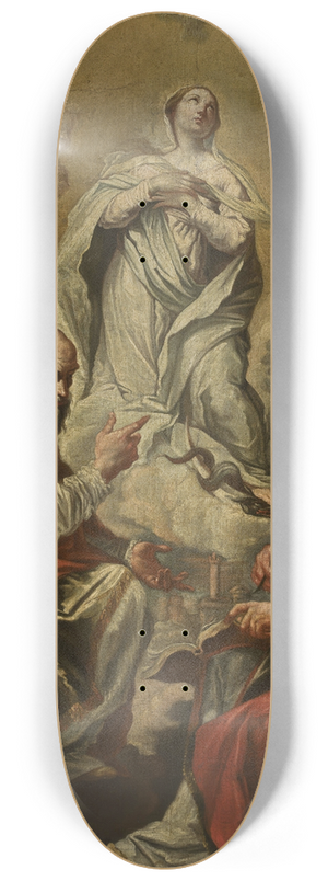 Giovanni Antonio Burrini - Adoration of Virgin Mary by St. Petronius and Dionysius the Areopagite 8.25 inch art skate deck