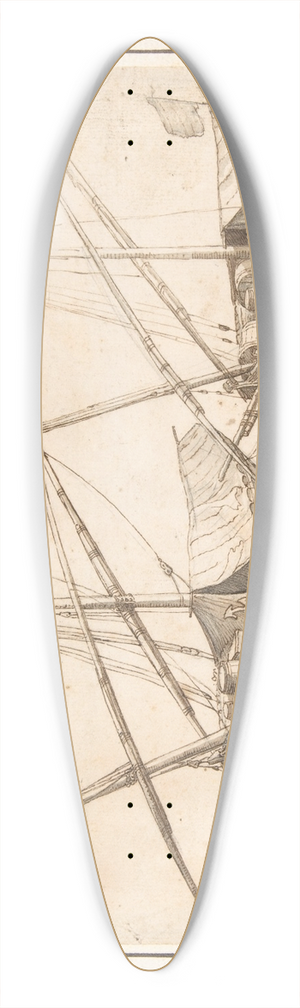 Michelangelo Cerquozzi - Four Boats 39.3 inch art pintail longboard deck