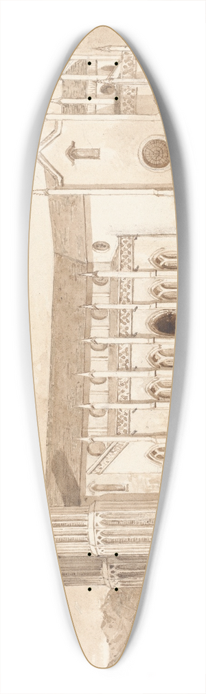 Michel Jean Cazabon - Catholic Church 39.3 inch art pintail longboard deck