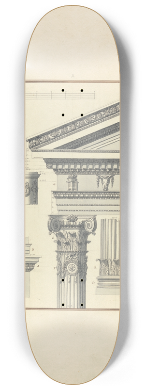 Giovanni Battista Borra - Details of a Composite Order from the Temple of Augustus at Mylasa 8.25 inch art skate deck