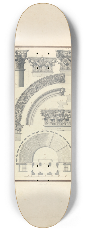 Giovanni Battista Borra - Details of the Corinthian Order at the Third Theater of Laodicea and Plan of the Circus at Laodicea 8.25 inch art skate deck