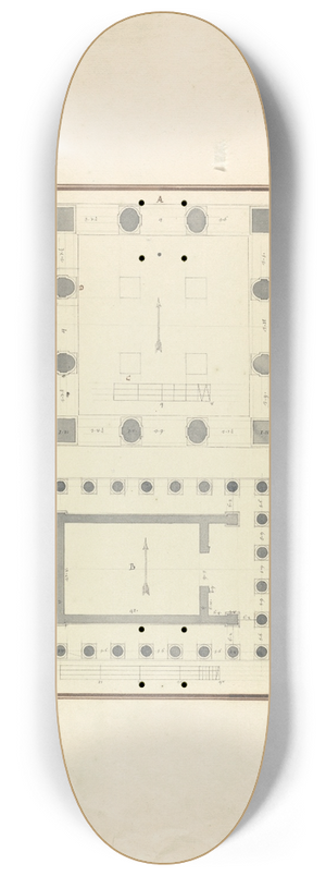 Giovanni Battista Borra - Plan of a Temple at Mylasa and of Another Three Hours from Thence on the Road to Mandaleus 8.25 inch art skate deck