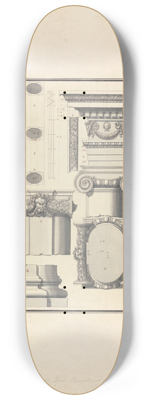 Giovanni Battista Borra - Remains of an Ionic Temple of Bacchus at Aphrodisias 8.25 inch art skate deck