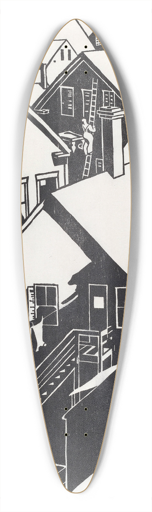 Mildred McMillen - Housetops 39.3 inch art pintail longboard deck