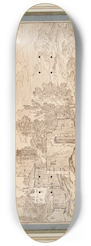Giovanni Battista Busiri - Landscape with Castle NearWater 8.25 inch art skate deck