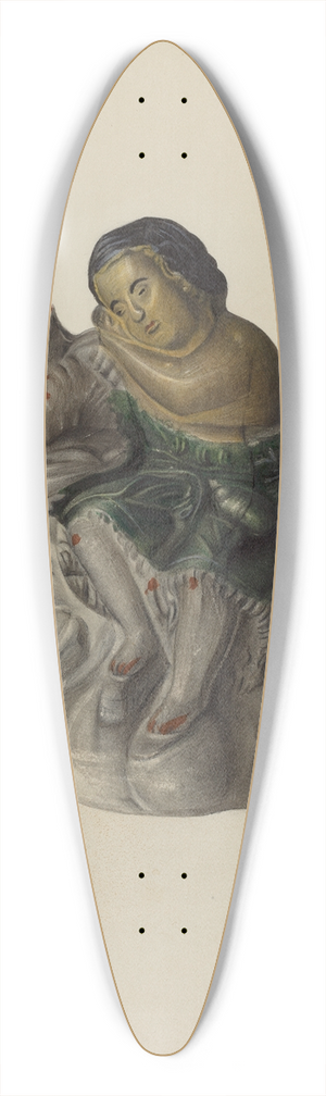 Mina Lowry - Pa. German Chalkware Mary and Her Lamb 39.3 inch art pintail longboard deck