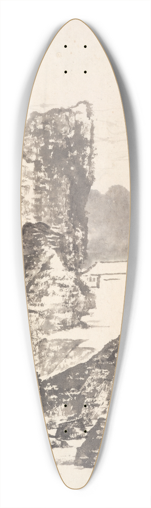 Min Zhen - Landscape after Mi Fu 39.3 inch art pintail longboard deck