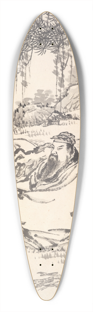 Min Zhen - Lu Tong and Servant 39.3 inch art pintail longboard deck
