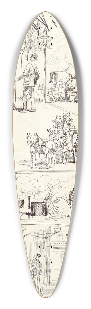 Moritz Ledeli - Wiener Typen 1885 (Wien im Sommer) 39.3 inch art pintail longboard deck