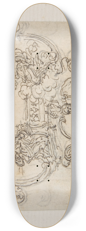 Giovanni Battista Foggini - Design for a Cartouche with an Annunication above and a Kneeling Figure with Staff Below 8.25 inch art skate deck