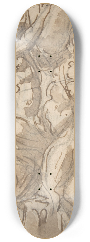 Giovanni Battista Foggini - Design for a Statue consisting of a Satyr and Satyress Lifting a Vase 8.25 inch art skate deck Giovanni Battista Foggini - Design for a Statue consisting of a Satyr and Satyress Lifting a Vase 8.25 inch art skate deck