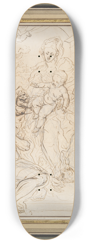 Giovanni Battista Gaulli - Virgin and Child with TwoSaints 8.25 inch art skate deck