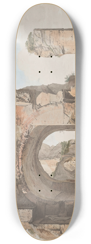 Giovanni Battista Lusieri - A view of the ruins of the Baths of Caracalla 8.25 inch art skate deck