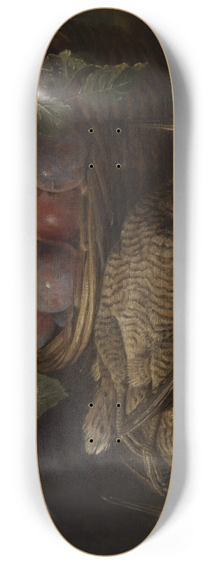 Alexandre Franois Desportes - Still life with plums and two snipes on a stone table 8.25 inch art skate deck