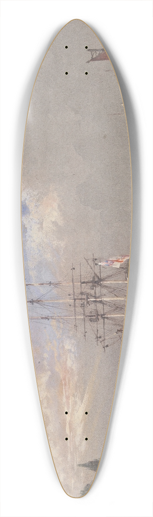 Nicholas Condy - H.M.S. St. Vincent at Plymouth 39.3 inch art pintail longboard deck