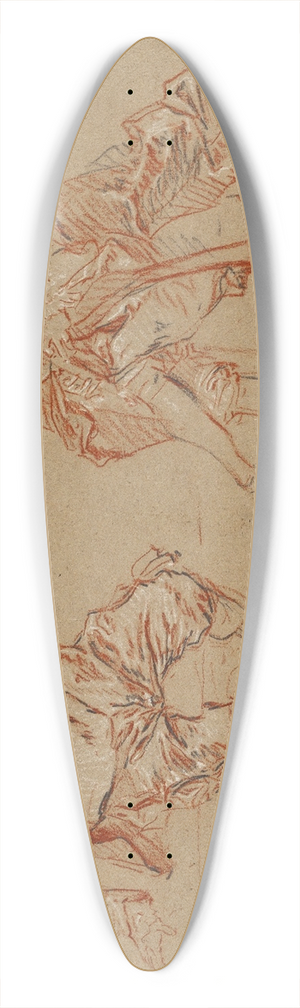 Nicolas Lancret - Two Seated Men 39.3 inch art pintail longboard deck