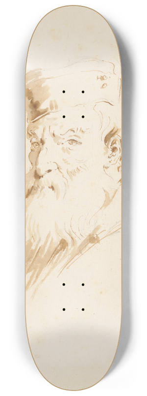 Giovanni Battista Tiepolo - Bearded Man Wearing a Cap 8.25 inch art skate deck